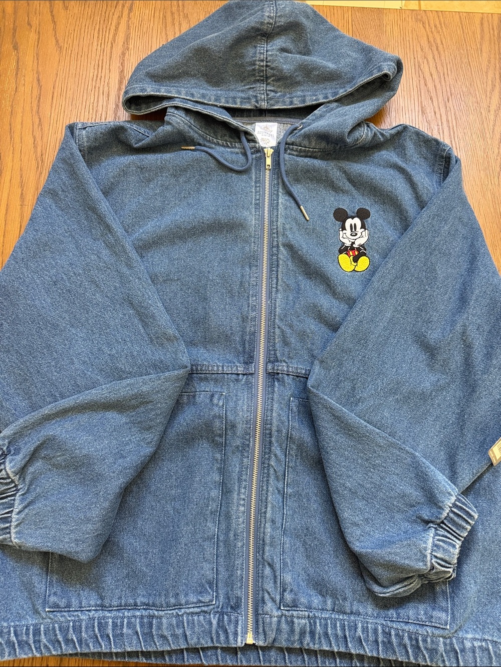 NWT Disney Mickey Denim Zip Up Hoodie